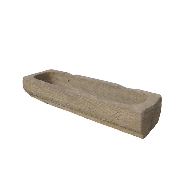 70" Inch Long Hand Chiseled Stone Trough 63 For Sale - Image 4 of 11
