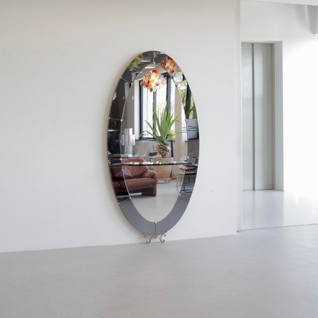 Large Floor Mirror with Glass Console from Cristal Art, Torino, Italy, 1956 For Sale - Image 4 of 10