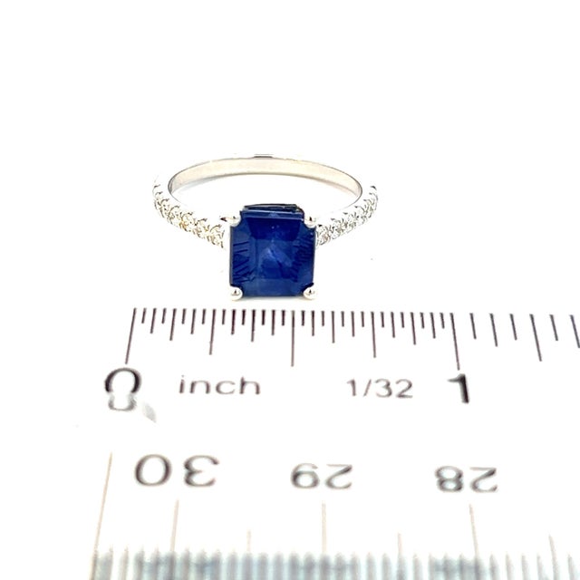 Natural Sapphire Diamond Ring 14k W Gold 3.18 TCW Certified, , Size 7 For Sale - Image 15 of 18