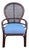 Boho Bentwood Rattan and Cane Chair With Blue Gingham Cushion For Sale