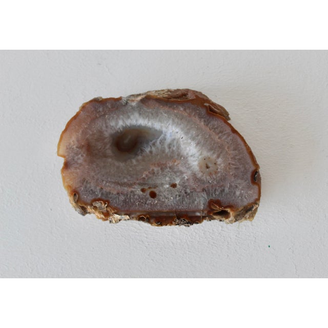 Late 20th Century Vintage Mid Century Polished Brown White Agate Ashtray Candy Dish Cashpot For Sale - Image 5 of 15