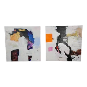 Meta & Meta II Original Mixed Media Painting on Canvas by Milagros Pongo Pair