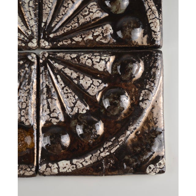 Ceramic Portuguese Modernist Relief Tile Panel, 1950s, Set of 4 For Sale - Image 7 of 13