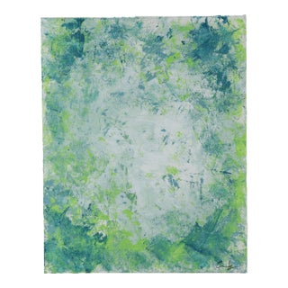 "Verdant Mist" Contemporary Abstract Mixed-Media Painting For Sale