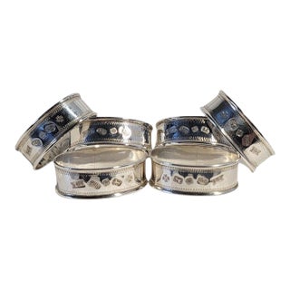 1930s Set of Six Hall Marked Sterling Silver Napkin Holders For Sale