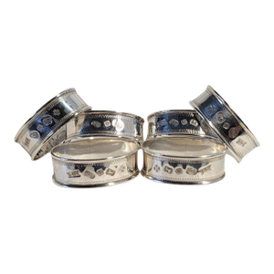 1930s Set of Six Hall Marked Sterling Silver Napkin Holders