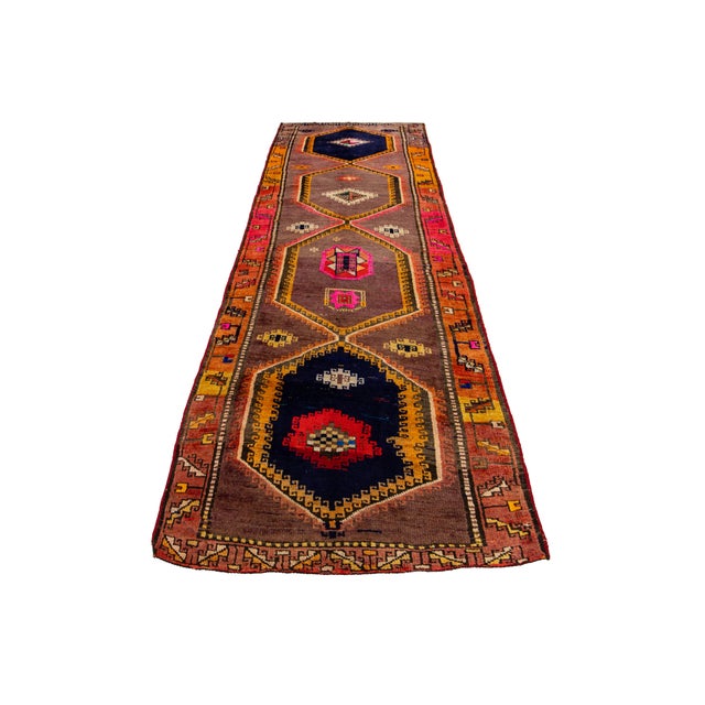 1980s Vintage Tribal Persian Kilim Runner - Handmade Geometric Wool Rug For Sale - Image 5 of 10