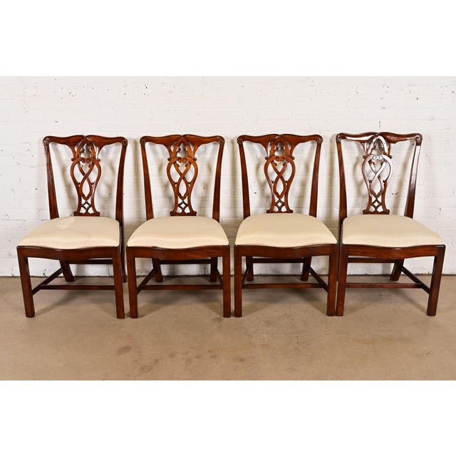 Maitland Smith Georgian Carved Mahogany Dining Chairs, Set of Four For Sale - Image 13 of 13
