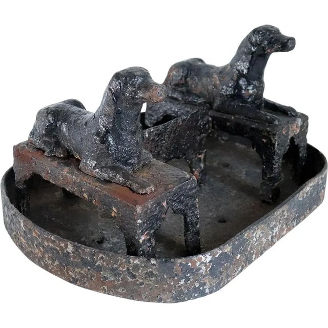19th Century English Regency Painted Cast Iron Figural Recumbent Dogs Boot Scraper For Sale In Denver - Image 6 of 6