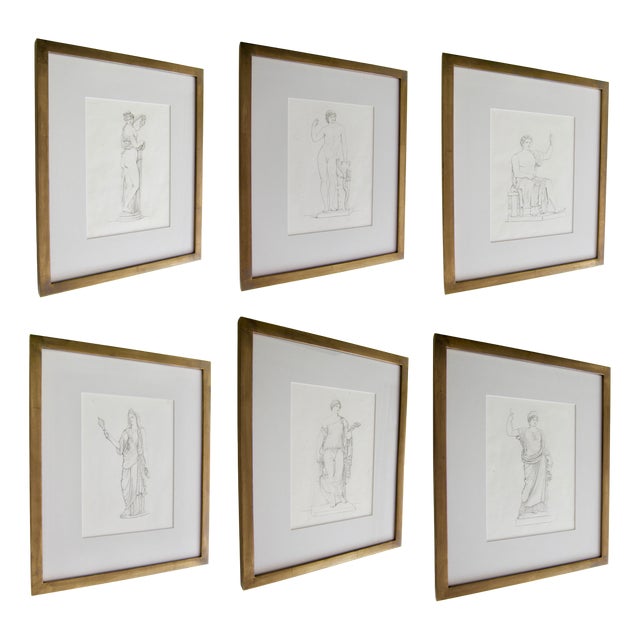 Roman Figures, 1800s, Engravings, Framed, Set of 6 For Sale