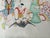 Figurative Antique Chinese Oil Painting Children Playing With Flying Bats Unsigned For Sale - Image 3 of 6