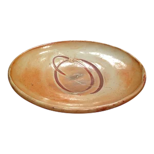 Heavy 1970s Handbuilt Sculptural Stoneware Ceramic Platter Wall Hanging, Signed