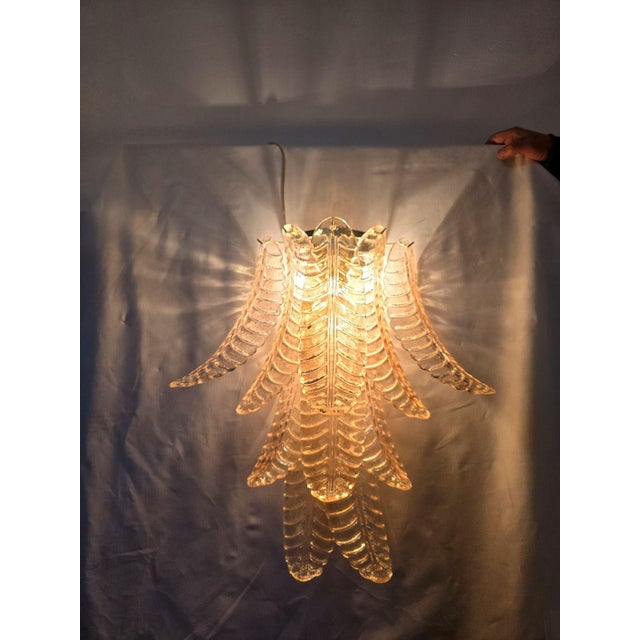 Barovier & Toso 1980s Pair of Gold Leaves Murano Glass Sconces, Italy For Sale - Image 4 of 10