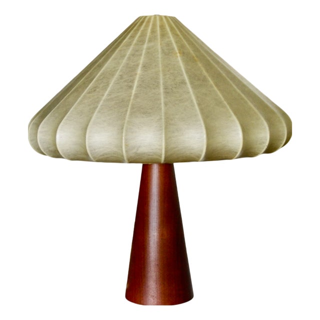 Cocoon Lamp with Teak Base from Goldkant Leuchten, 1960s For Sale