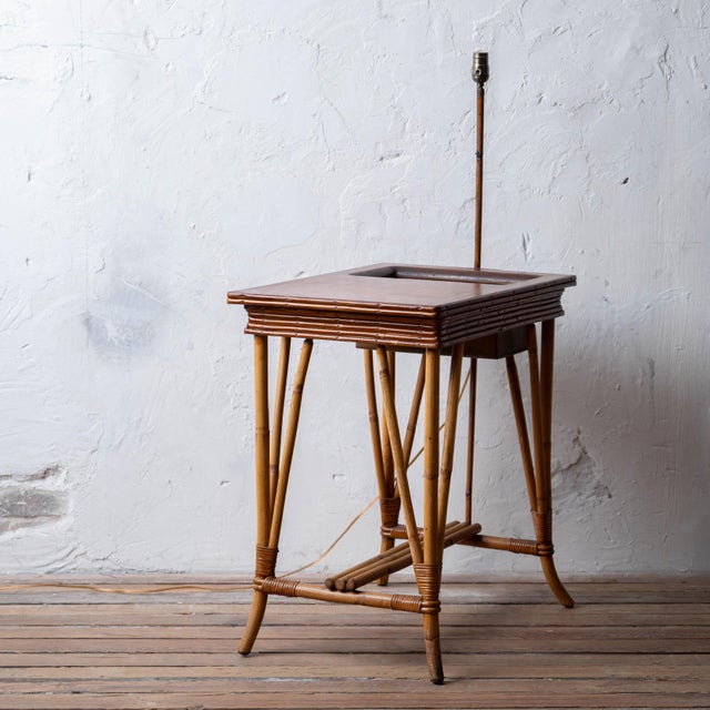 Mid 20th Century A Bamboo Jardiniere and Lamp Table, 20th Century For Sale - Image 5 of 15