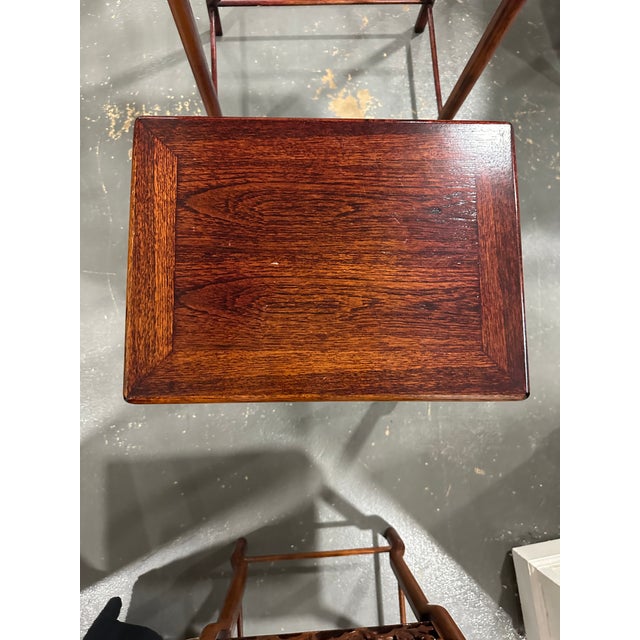 Wood Chinese Antique Hongmu Rosewood Nesting Tables, Set of 4 For Sale - Image 7 of 12