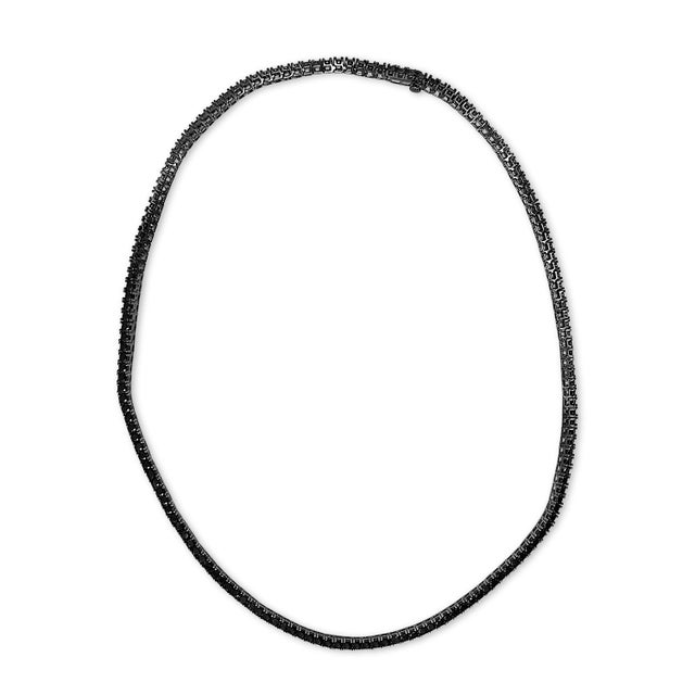 2020s Men's Sterling Silver Black Onyx Tennis Necklace For Sale - Image 5 of 5
