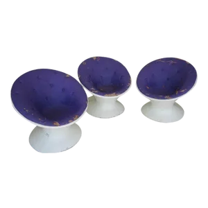 1960s Vintage Space Age Club Lounger Half Egg Chairs - Set of 3