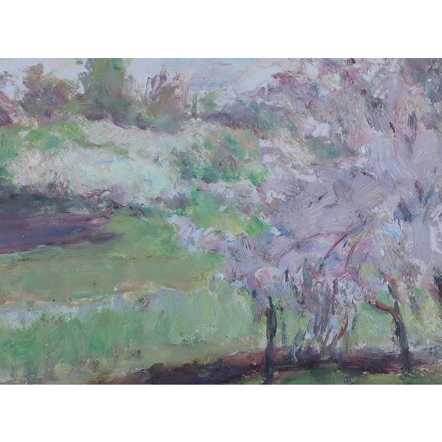 1950s Impressionism Oil Painting: Cherries Blossomed, Ukrainian Artist 23-31 For Sale - Image 4 of 6
