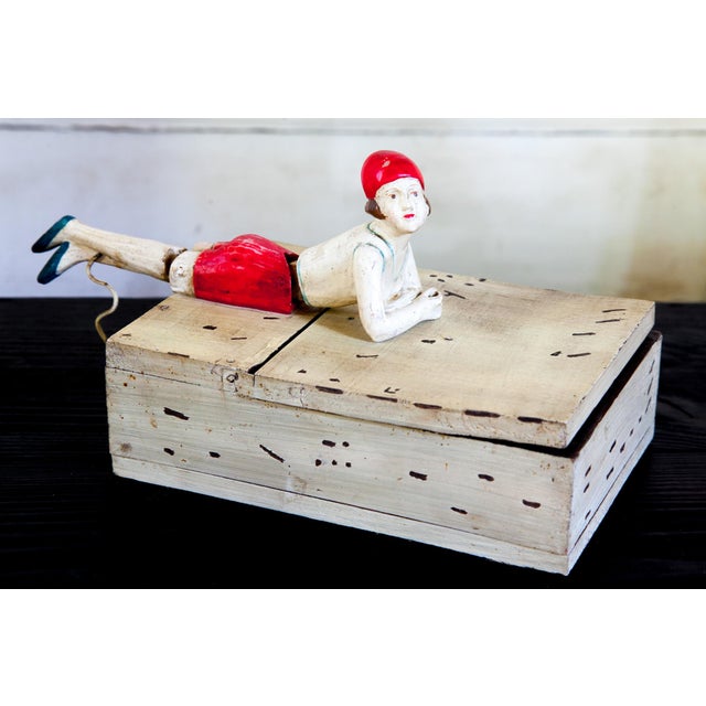 1920s Vintage Flapper Figurine Wood Box For Sale In San Antonio - Image 6 of 11