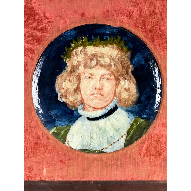 Antique Pair Framed Portrait Plates by Haviland Co Limoges France C. Mid 19th Century For Sale - Image 14 of 17