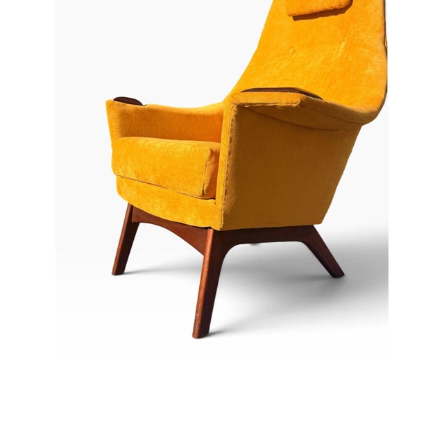 Adrian Pearsall High-Back Lounge Chair | Sculpted Walnut Base & Arm Caps | New Golden Yellow Upholstery | C. 1960s For Sale - Image 6 of 15