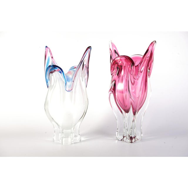 Czech Glass Vase by Josef Hospodka for Sklarny Chribska, 1970s, Set of 2 For Sale - Image 10 of 14