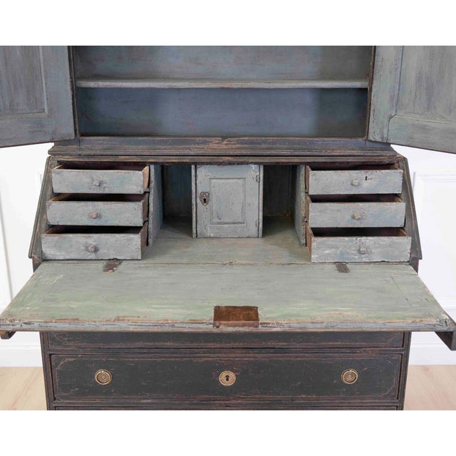 18th Century Scandinavian 18th Century Black-Painted Carved Bureau For Sale - Image 5 of 10