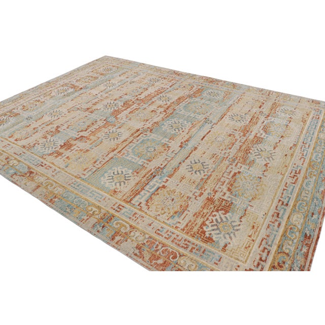 Rug & Kilim Rug & Kilim’s Block Print Runner Rug with Colorful Geometric Floral Medallions - 3x8 For Sale - Image 4 of 7