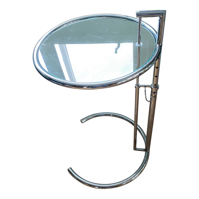 Vintage Eileen Gray E1027-Style Adjustable Chrome Side Table, Circa 1970s–1980s For Sale
