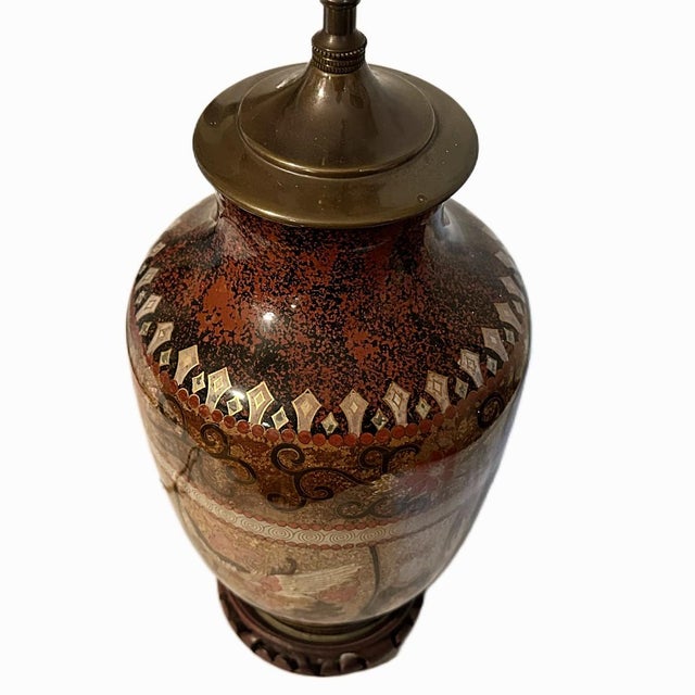 Vintage Chinese Dragon & Phoenix Revese Painted Glass Chinoiserie Lamp For Sale - Image 6 of 7