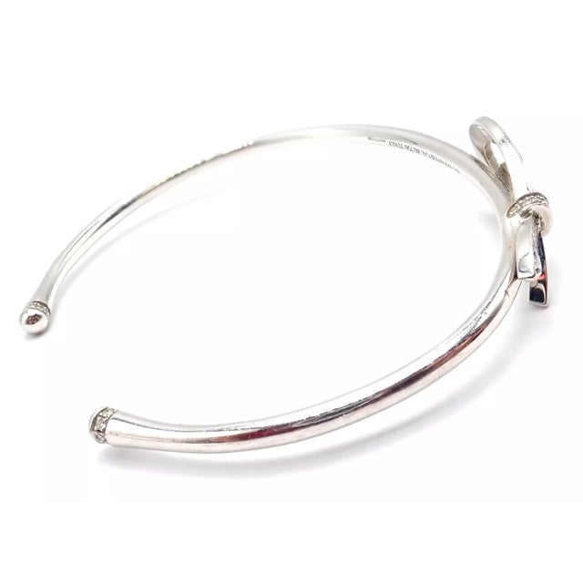 Late 20th Century Late 20th Century Tiffany & Co. White Gold Diamond Bow Ribbon Bangle Cuff Bracelet For Sale - Image 5 of 10