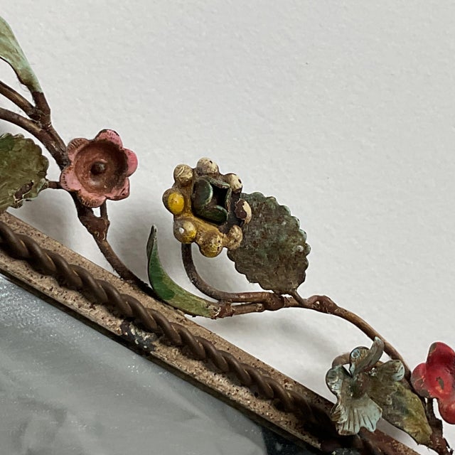 Vintage Italian Tole Floral Mirror For Sale - Image 11 of 12