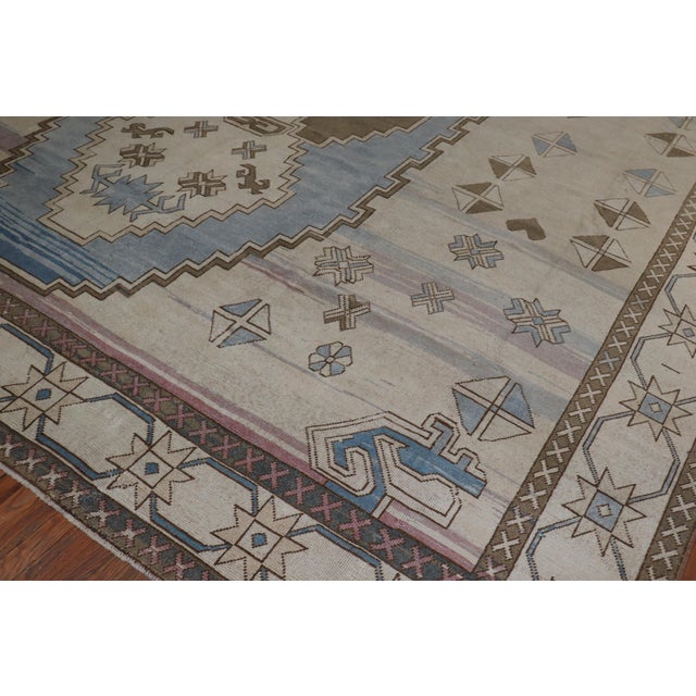 Vintage Cream Blue Oversize Rug - 13' x 15' For Sale In New York - Image 6 of 9