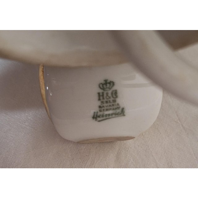 German Art Deco Table Lamp with White Porcelain Sphere and Floral Shade from H & G Porcelain, 1930s For Sale - Image 3 of 12