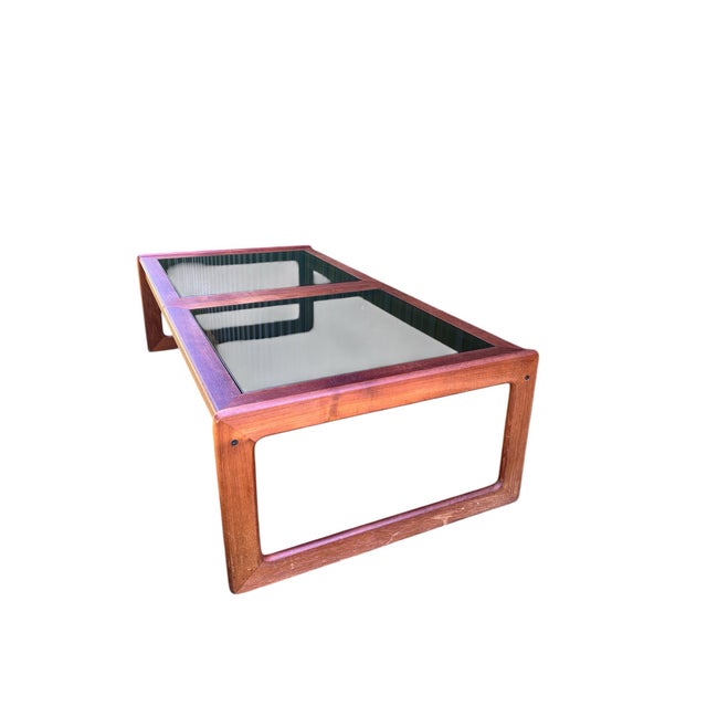 Mid-Century Modern Mid-20th Century Double Paned Smoke Glass and Teak Coffee Table by Komfort Designs For Sale - Image 3 of 6