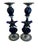 Pair of Heavy Cobalt Blue Art Glass Candlesticks 13" Tall For Sale - Image 10 of 12