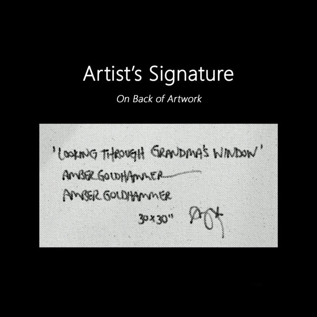 Looking Through Grandma's Window - Abstract Floral Painting on Canvas Original Artwork by Amber Goldhammer For Sale - Image 9 of 9