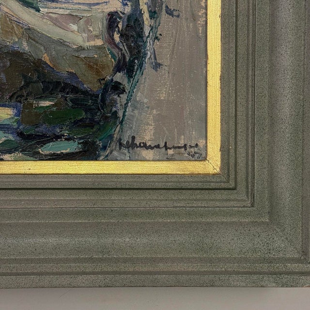 Antique Belgian Impressionist Oil Painting on Canvas by Albert Chavepeyer (1899-1986) 'River Landscape' For Sale - Image 13 of 16