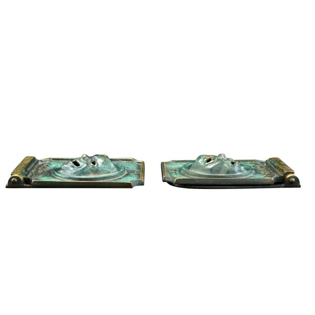 Metal Pair of Mid Century Comedy and Drama Israeli Dayagi Brothers Bronze Bookends Circa 1960 For Sale - Image 7 of 10