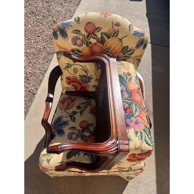Vintage Antoinette Tropical Floral Lounge / Library Chair With Ottoman For Sale In Phoenix - Image 6 of 11