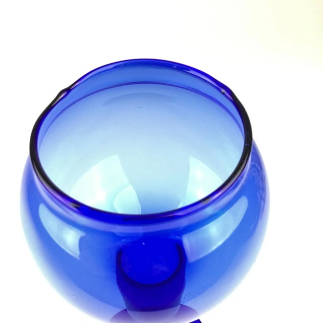 Vintage Cobalt Blue Glass Vase or Candle Holder For Sale - Image 4 of 7