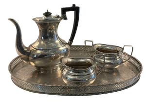 Antique Edwardian Silver-Plating Tea Set, 1900s, Set of 3