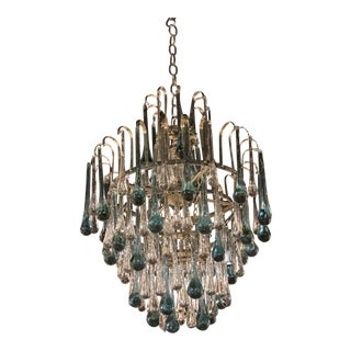 1940s French Crystal Drops Light Fixture For Sale