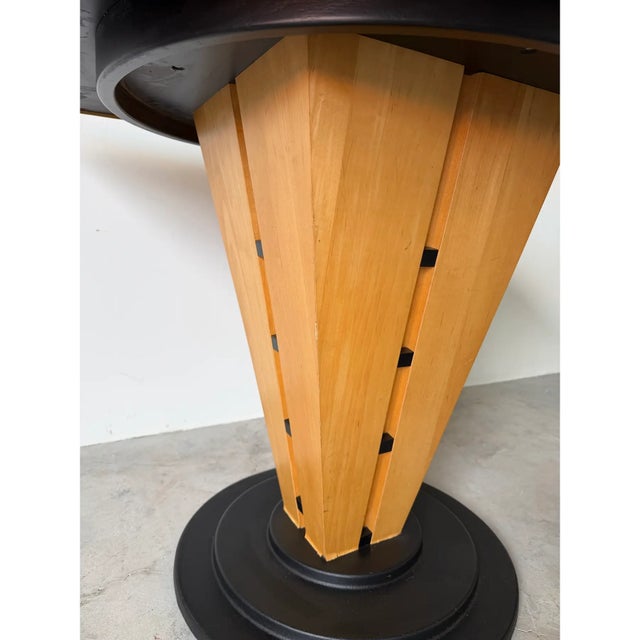 1980’s Postmodern Art Deco-Style Italian Pedestal Game Table With Black Metal Base For Sale - Image 11 of 13