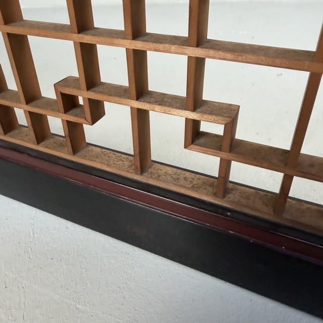 Black Japanese Ranma with Kumiko Lattice Serene Wall Panel, 1950s For Sale - Image 8 of 17