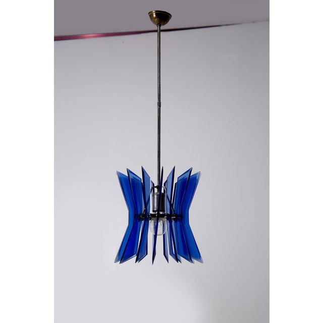 Blue Pendant Lamp in Glass from Veca, 1970 For Sale - Image 8 of 8