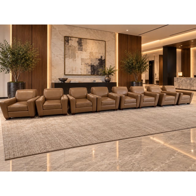 Thayer Coggin Genuine Leather Club Chairs – Set of 8 For Sale - Image 9 of 9