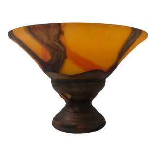 1970s Large Glass Vessel With Metal Accents For Sale
