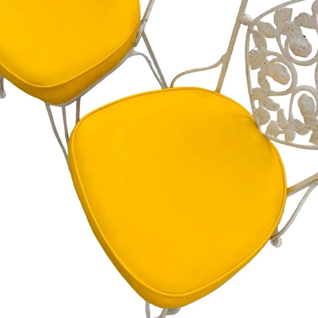 Vintage 1950s Hollywood Regency Wrought Iron Patio Dining Chairs - Set of 4 For Sale In Miami - Image 6 of 9